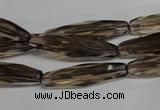 CSQ260 15.5 inches 8*28mm faceted rice natural smoky quartz beads