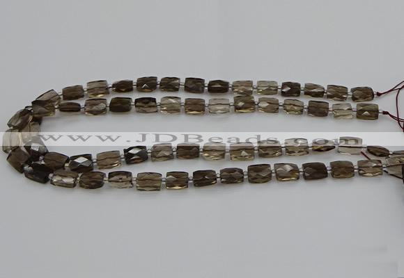 CSQ270 15.5 inches 8*10mm faceted rectangle smoky quartz beads