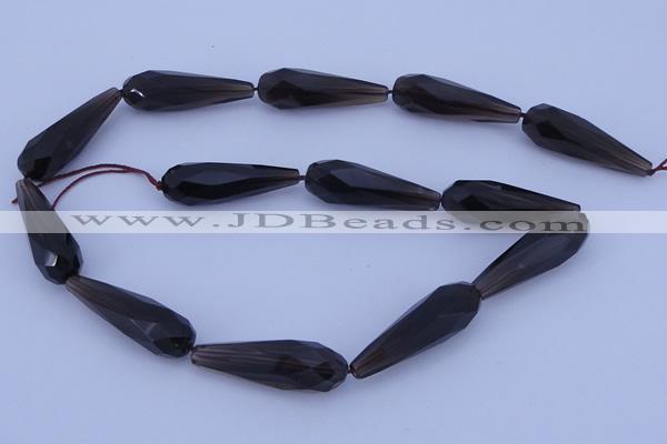 CSQ28 10*30mm faceted teardrop AB grade natural smoky quartz beads