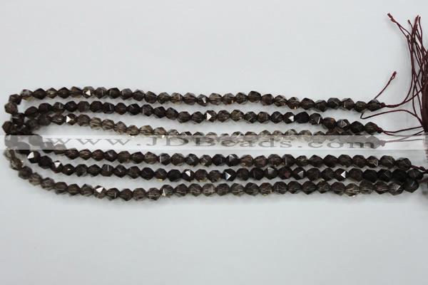 CSQ351 15.5 inches 6mm faceted nuggets smoky quartz beads