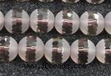 CSQ509 15.5 inches 12mm faceted round matte smoky quartz beads