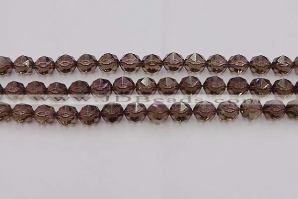 CSQ529 15.5 inches 12mm faceted nuggets smoky quartz gemstone beads