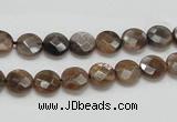 CSS104 15.5 inches 8mm faceted coin natural sunstone beads wholesale