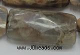 CSS117 15.5 inches 25*50mm faceted rectangle natural sunstone beads