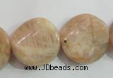 CSS256 15.5 inches 20mm twisted coin natural sunstone beads