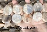 CSS422 15.5 inches 30mm flat round sunstone beads wholesale