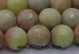 CSS615 15.5 inches 14mm faceted round yellow sunstone gemstone beads