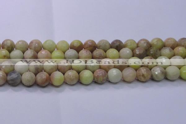 CSS615 15.5 inches 14mm faceted round yellow sunstone gemstone beads