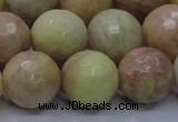 CSS617 15.5 inches 18mm faceted round yellow sunstone gemstone beads