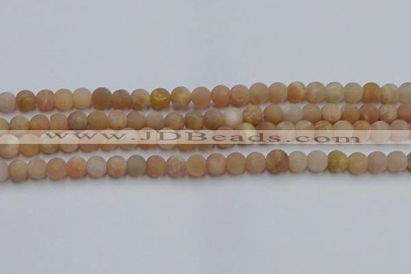 CSS651 15.5 inches 6mm round matte sunstone beads wholesale