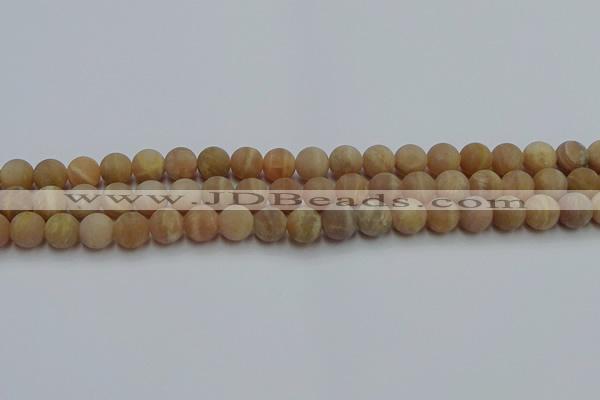 CSS652 15.5 inches 8mm round matte sunstone beads wholesale