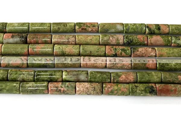 CTB1043 15 inches 8*16mm - 8*18mm tube unakite beads