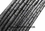 CTB1066 15 inches 4*13mm tube black lava beads wholesale