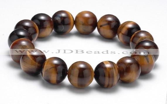 CTB12 8 inches 12mm round yellow tiger eye stretch bracelet