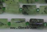 CTB205 15.5 inches 10*15mm faceted tube green rutilated quartz beads