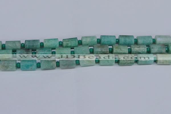 CTB208 15.5 inches 10*15mm faceted tube amazonite beads