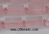 CTB212 15.5 inches 13*18mm faceted tube rose quartz beads