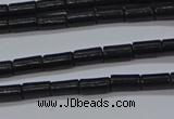 CTB300 15.5 inches 3*6mm tube black stone beads wholesale