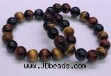 CTB38 7.5 inches 12mm round colorful tiger eye beaded bracelets