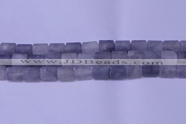 CTB565 15.5 inches 10*13mm triangle matte cloudy quartz beads