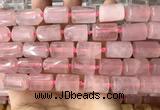 CTB616 15.5 inches 11*16mm - 12*18mm faceted tube rose quartz beads