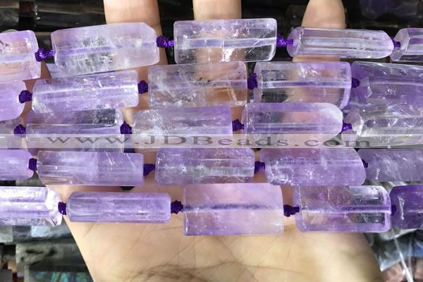 CTB670 14*27mm - 15*28mm faceted flat tube light amethyst beads