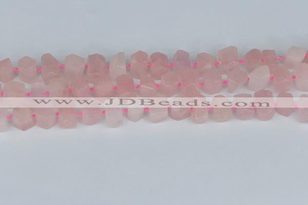 CTB751 15.5 inches 6*10mm - 8*12mm faceted tube rose quartz beads