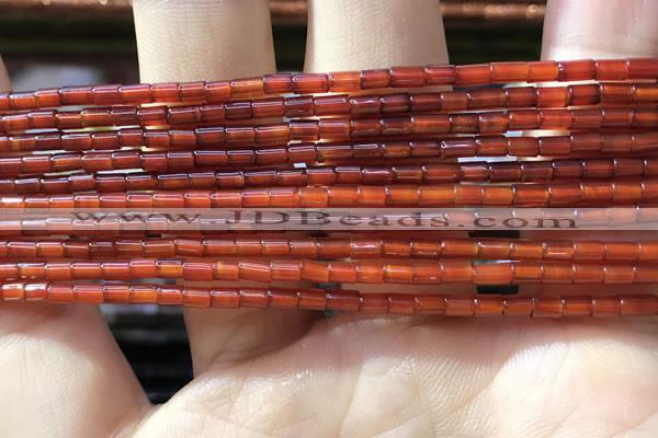 CTB820 15.5 inches 2*4mm tube red agate beads wholesale