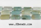 CTB851 13*25mm - 15*28mm faceted flat tube amazonite beads