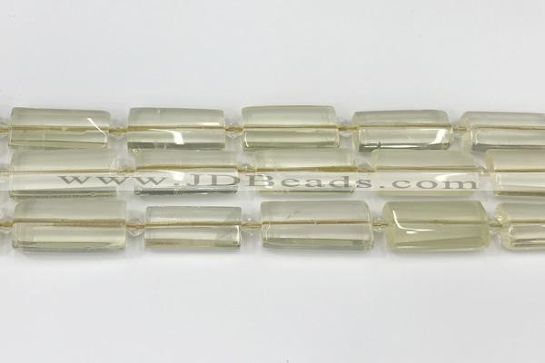 CTB858 13*25mm - 15*28mm faceted flat tube lemon quartz beads