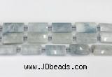 CTB859 13*25mm - 15*28mm faceted flat tube aquamarine beads