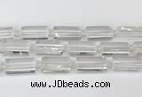 CTB860 13*25mm - 15*28mm faceted flat tube white crystal beads