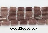 CTB880 13*25mm - 14*19mm faceted tube strawberry quartz beads