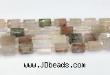 CTB886 13*25mm - 14*19mm faceted tube mixed rutilated quartz beads