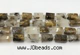 CTB892 15.5 inches 13*25mm - 14*19mm faceted tube scenic quartz beads