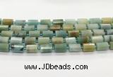 CTB897 15.5 inches 10*14mm faceted tube amazonite beads wholesale