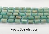 CTB898 15.5 inches 10*14mm faceted tube amazonite gemstone beads