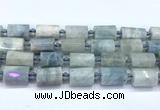 CTB940 15 inches 13*25mm - 14*19mm faceted tube aquamarine beads