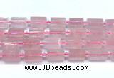 CTB943 15 inches 13*25mm - 14*19mm faceted tube rose quartz beads