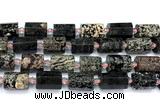 CTB954 15 inches 13*25mm - 14*19mm faceted tube snowflake obsidian beads