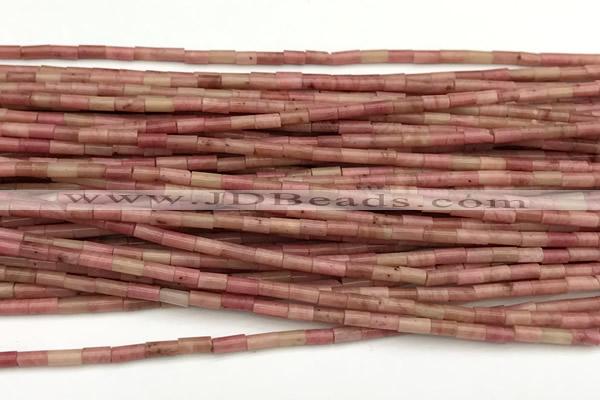 CTB988 15 inches 2*4mm tube pink wooden jasper beads