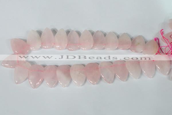 CTD01 Top drilled 22*30mm flat teardrop rose quartz beads