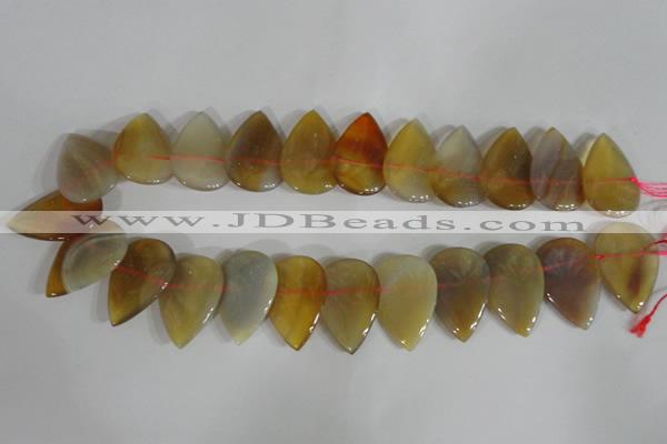 CTD08 Top drilled 22*30mm flat teardrop agate gemstone beads