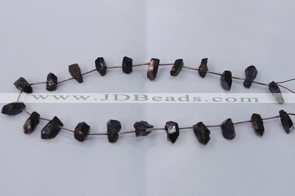 CTD1106 Top drilled 6*15mm - 8*18mm nuggets plated quartz beads