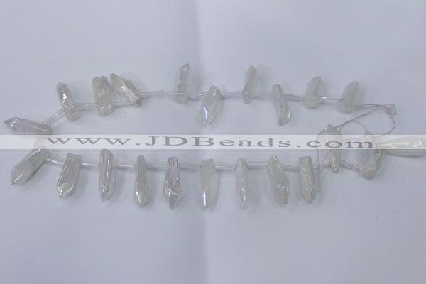 CTD1135 Top drilled 6*20mm - 8*25mm nuggets plated quartz beads