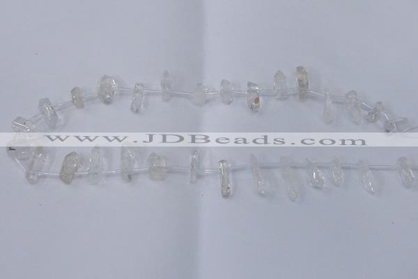 CTD1140 Top drilled 5*12mm - 6*18mm nuggets white crystal beads