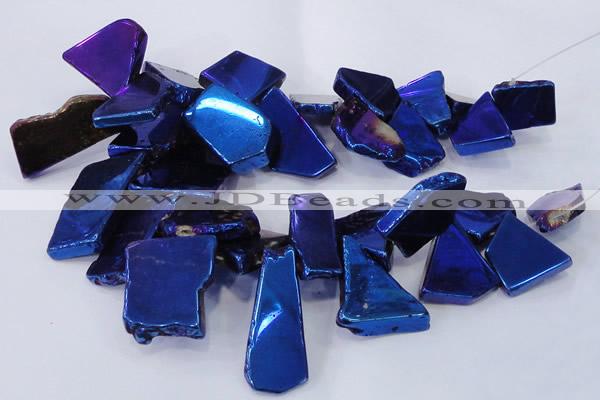 CTD1171 Top drilled 15*25mm - 30*40mm freeform plated agate beads