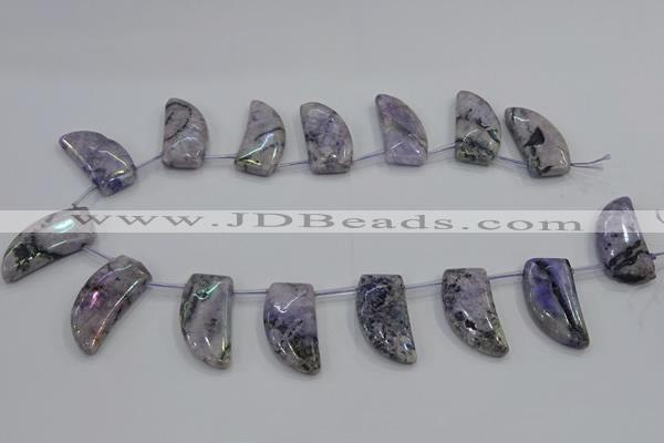 CTD1185 Top drilled 15*30mm - 16*32mm horn plated quartz beads