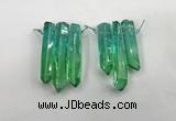 CTD1221 Top drilled 7*30mm - 9*45mm sticks plated quartz beads