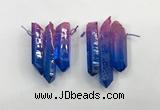 CTD1226 Top drilled 7*30mm - 9*45mm sticks plated quartz beads